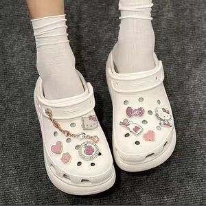 White Women's C rush Clogs with Charms